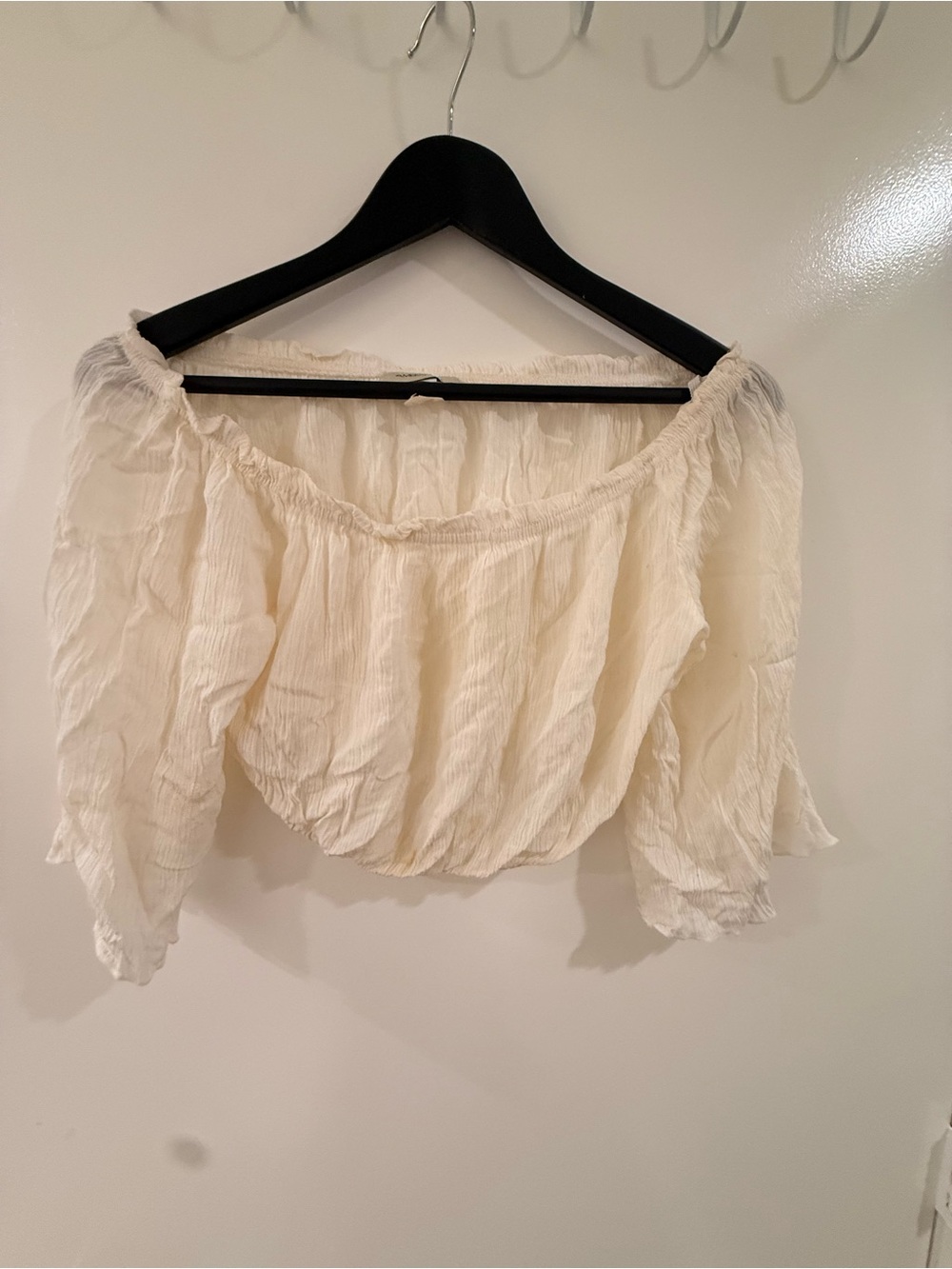 Women's Off-Shoulder Cream Peasant Top